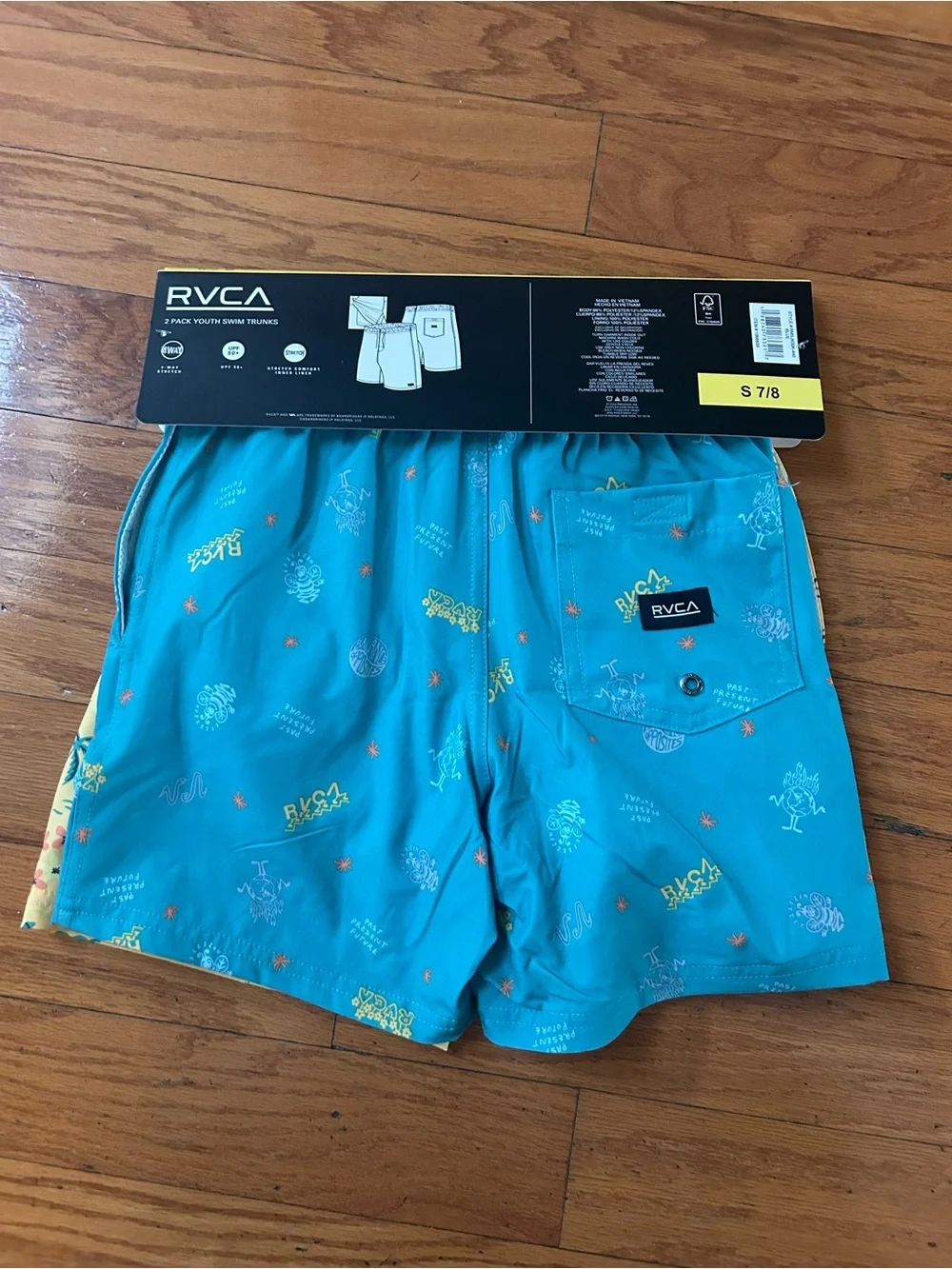 NWT RVCA boys swim trunks 2 pack size S 7/8